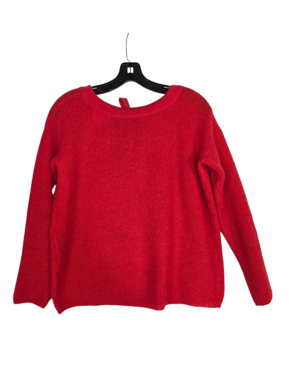 Sezane Red Tie-Neck Scoop Sweater with front Neck Tie - Picture 3 of 12